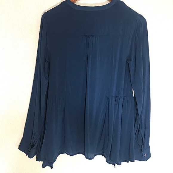 Maeve from Anthropologie Navy Peplum V-Neck Blouse - Picture 2 of 5